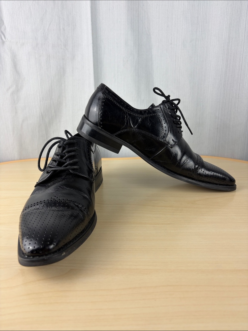 Stacy Adams Black Leather Wingtip Oxford Dress Shoes Men’s 8